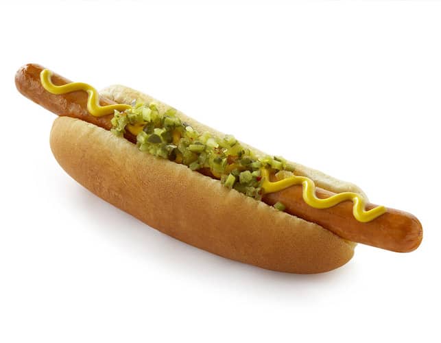 hot dog with green