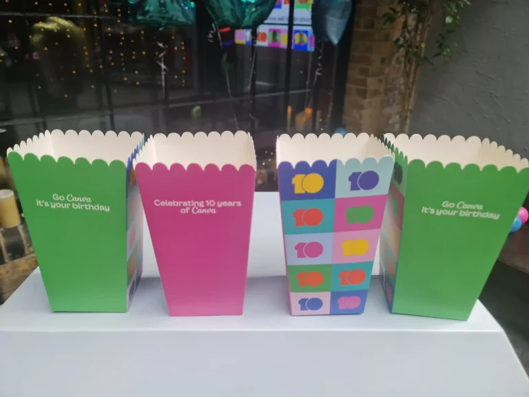 branded popcorn box logo print