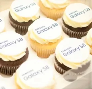 corporate events branded cupcakes with logo