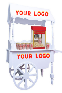 hire branded wooden popcorn cart